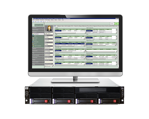 Ejemplo de vista de escritorio del registro médico electrónico (EMR) ubicado en la parte superior del servidor Iris Gateway