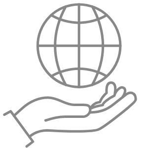 dibujo de una mano que sostiene un globo terráqueo