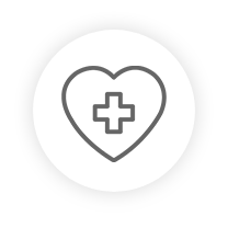 Icono de corazón con una cruz